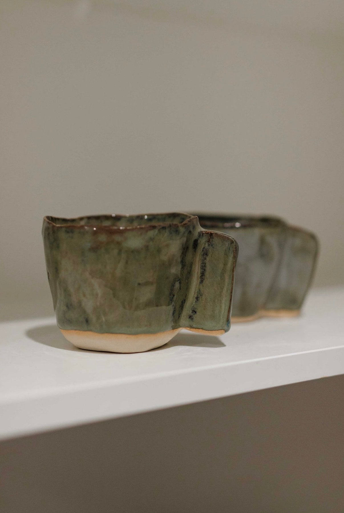 Vasti Pottery Green Stone Espresso Mugs Set of Six