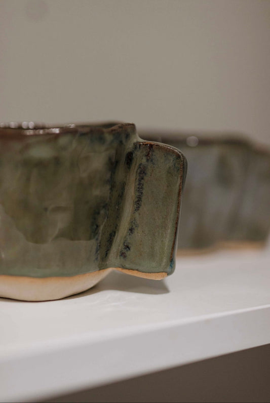 Vasti Pottery Green Stone Espresso Mugs Set of Six